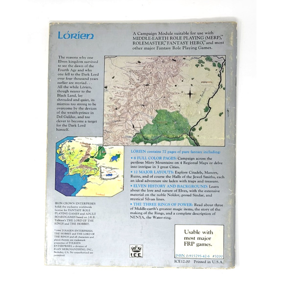 MERP Lorien & the Halls of the Elven Smiths w/Map Middle Earth RPG ICE #3200 - Picture 2 of 12
